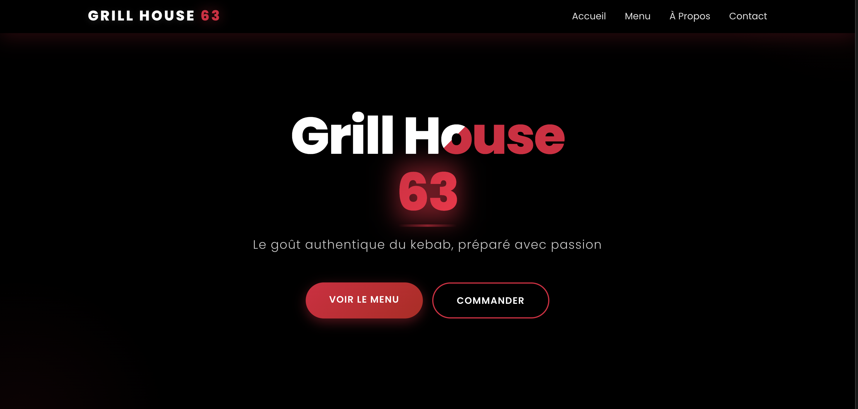 Site vitrine Grill House 63 - Restaurant kebab avec commande en ligne - Projet en développement